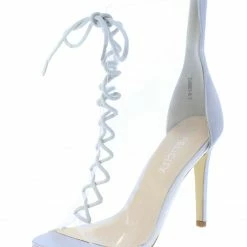 BERNESS Boots Whitley9 Silver Peep Toe Lace Up Lucite Boot