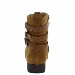 In Touch Boots Monique038 Tan Suede Ruched Multi Buckle Boot