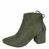 SHOE MAGNATE Boots Daniel2 Khaki Pointed Toe Block Heel Ankle Boot