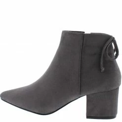 SHOE MAGNATE Daniel2 Grey Pointed Toe Block Heel Ankle Boot
