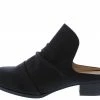 In Touch Savannah030 Black Pu Ruched Loafer Mule Heel Shoes