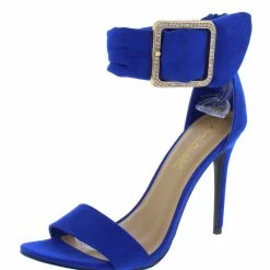 JP Shoes Dashing21 Electric Blue Open Toe Ankle Buckle Band Stiletto Heel