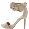 JP Shoes Dashing21 Nude Open Toe Ankle Buckle Band Stiletto Heel