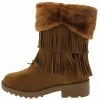 Forever Link Boots Daytona35 Tan Faux Fur Trim Fringe Boot