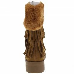 Forever Link Boots Daytona35 Tan Faux Fur Trim Fringe Boot