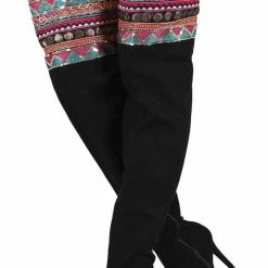 JP Dedicate64s Black Aztec Embroidered Thigh High Boot