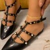 Mata What's New Diamonds Black Pointed Toe Rock Stud Caged Flat