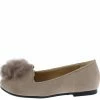 Forever Link Diana14k Taupe Fuzzy Pom Pom Loafer Kids Flat Flats
