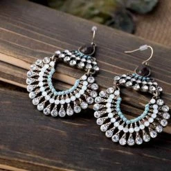 CBAE Double Tier Multi Stone Crystal Earrings Accessories 10 CBAE Double Tier Multi Stone Crystal Earrings Accessories