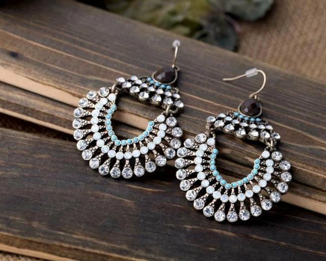 CBAE Double Tier Multi Stone Crystal Earrings Accessories 5 CBAE Double Tier Multi Stone Crystal Earrings Accessories