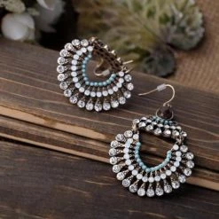 CBAE Double Tier Multi Stone Crystal Earrings Accessories 12 CBAE Double Tier Multi Stone Crystal Earrings Accessories