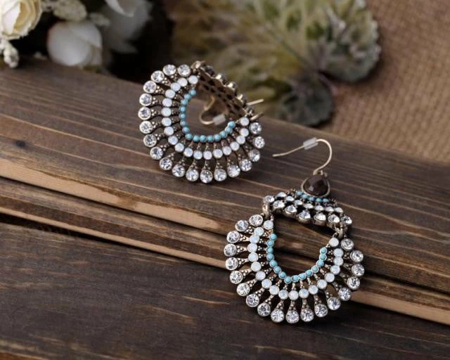 CBAE Double Tier Multi Stone Crystal Earrings Accessories 7 CBAE Double Tier Multi Stone Crystal Earrings Accessories