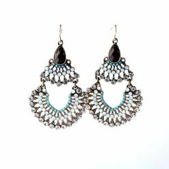 CBAE Double Tier Multi Stone Crystal Earrings Accessories