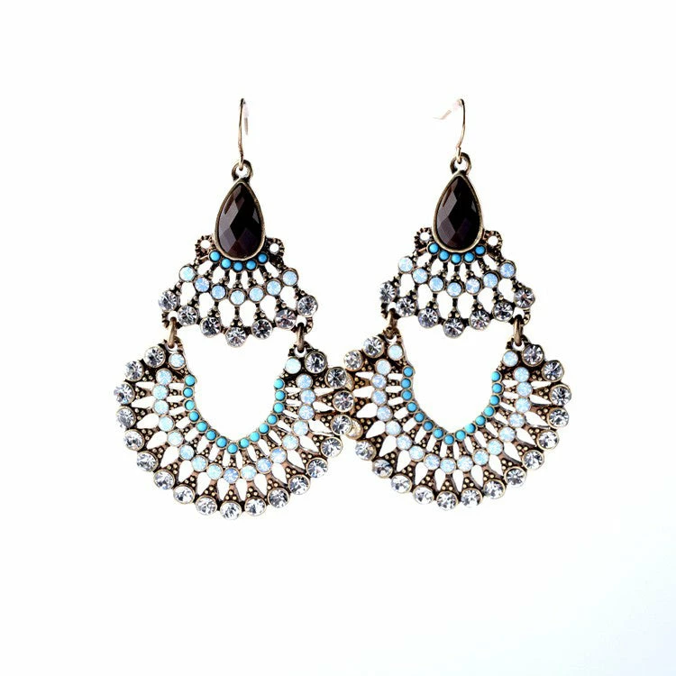 CBAE Double Tier Multi Stone Crystal Earrings Accessories 3 CBAE Double Tier Multi Stone Crystal Earrings Accessories