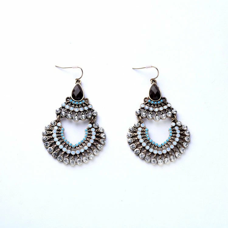 CBAE Double Tier Multi Stone Crystal Earrings Accessories 6 CBAE Double Tier Multi Stone Crystal Earrings Accessories