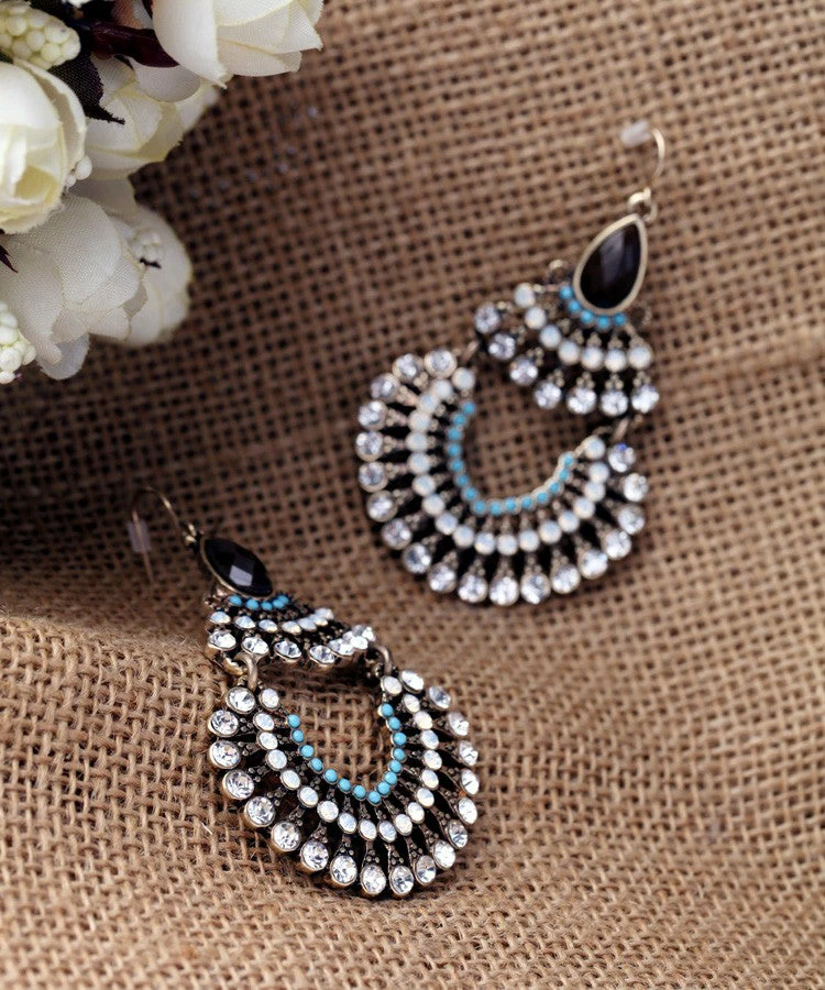 CBAE Double Tier Multi Stone Crystal Earrings Accessories 8 CBAE Double Tier Multi Stone Crystal Earrings Accessories