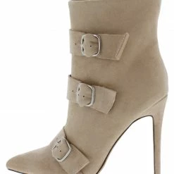Shoe Republica Doutzen Camel Multi Buckle Stiletto Ankle Boot