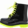JP Drizzle02 Neon Yellow Black Two Tone Lace Up Rain Boot
