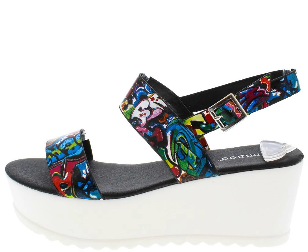 JP Effie10 Black Graffiti White Lug Sole Wedge 3 JP Effie10 Black Graffiti White Lug Sole Wedge