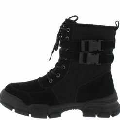 ELEGANCE Boots Elisa3 Black Lace Up Dual Buckle Combat Boot