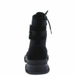 ELEGANCE Boots Elisa3 Black Lace Up Dual Buckle Combat Boot