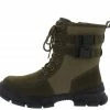 ELEGANCE Boots Elisa3 Olive Lace Up Dual Buckle Combat Boot