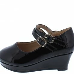 Forever Link Little Princess Erika65k Black Pat Double Ankle Strap Mary Jane Kids Flat