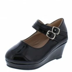 Forever Link Little Princess Erika65k Black Pat Double Ankle Strap Mary Jane Kids Flat