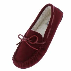 WESTWOOD Shoes Erin01a Burgundy Top Stitch Tie Faux Fur Loafer Flat