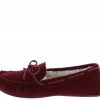 WESTWOOD Shoes Erin01a Burgundy Top Stitch Tie Faux Fur Loafer Flat