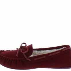 WESTWOOD Shoes Erin01a Burgundy Top Stitch Tie Faux Fur Loafer Flat