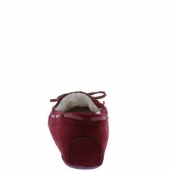 WESTWOOD Shoes Erin01a Burgundy Top Stitch Tie Faux Fur Loafer Flat