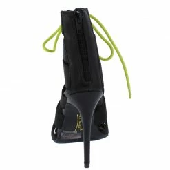 JP Shoes Exception37 Black Pointed Peep Toe Multi Band Lace Up Heel