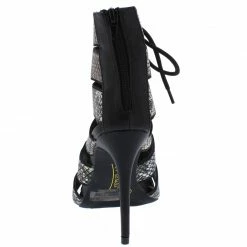 JP Exception37 Snake Pointed Peep Toe Multi Band Lace Up Heel Shoes