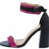 In Touch Bianeth262 Black Fuchsia Open Toe Ankle Clip Block Heel Shoes