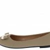 SUP Hailey146 Beige Nubuck Metallic Bow Ballet Flat