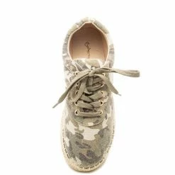 QUPID Shoes Fabio04a Khaki Lace Up Espadrille Sneaker Flat
