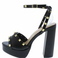 Legend Fay19 Black Pu Studded Open Toe Ankle Strap Platform Heel What's New