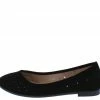 SUP Fj022 Black Round Toe Laser Cut Ballet Flat Shoes