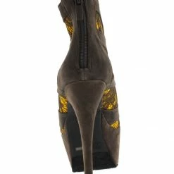 Doll House Fanciful Taupe Lace High Heeled Boot