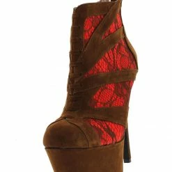 Doll House Fanciful Chestnut Lace High Heeled Boot Boots