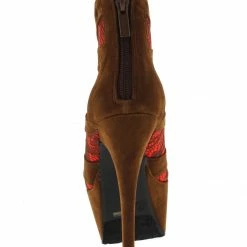 Doll House Fanciful Chestnut Lace High Heeled Boot Boots