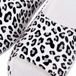 CAPE ROBBIN Jaxie44 Leopard Open Toe Sherpa Foot Bed Slide Sandal What's New