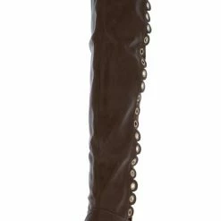 Forever Link Boots Fifty56 Brown Side Grommet Over The Knee Boot