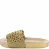TWIN TIGER Shoes Fluff03 Gold Laser Cut Flat Platform Slide On Sandal