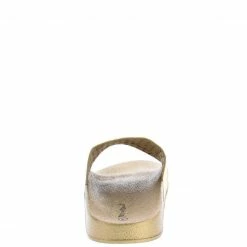 TWIN TIGER Shoes Fluff03 Gold Laser Cut Flat Platform Slide On Sandal