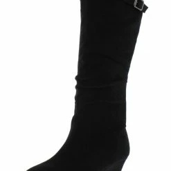 Forever Link Boots Frankie05 Black Knee High Almond Toe Wedge Boot