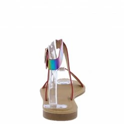 Liliana Jenna062 Rainbow Open Toe Cross Front Ankle Strap Sandal