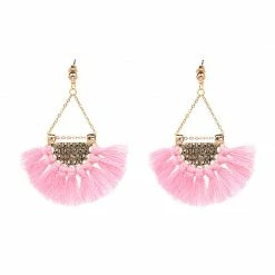 WFS Accessories Rope Tassel Pink Earrings