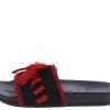 In Touch Della052 Black Stitch Tied Open Toe Mule Slide Sandal